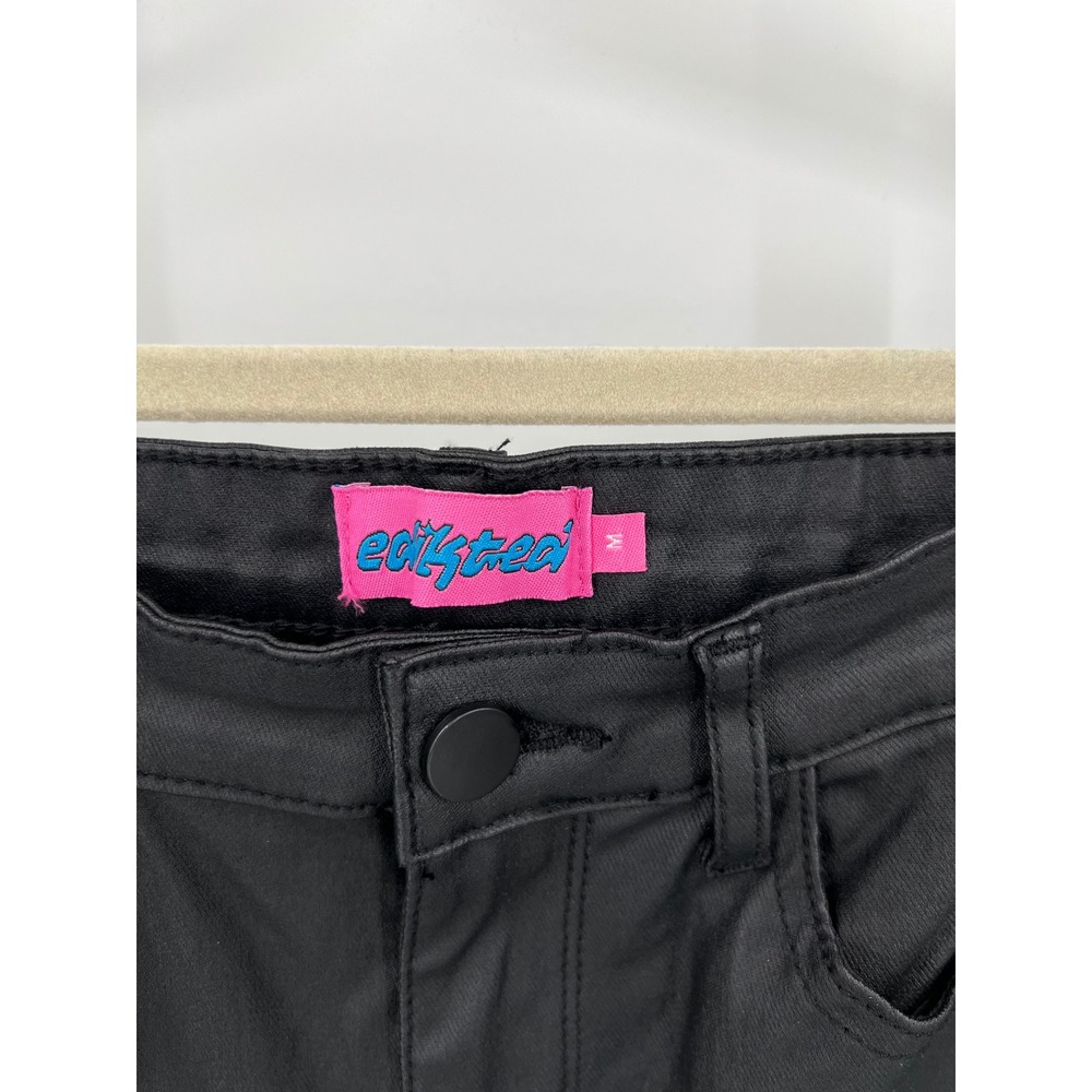Edikted Luna Flare Jeans High Waisted Coated Trousers Size Medium‎ Stretch - Picture 3 of 9